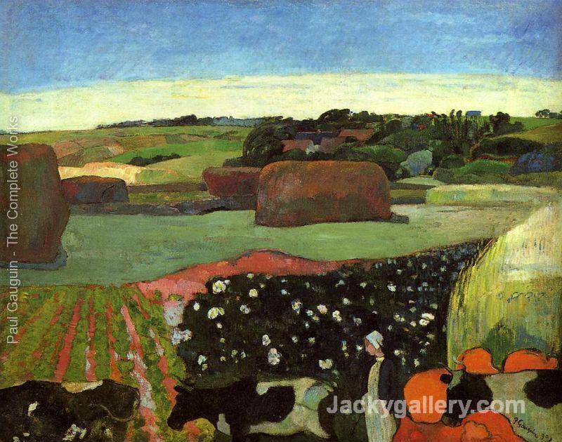 Haystacks In Britanny Aka The Potato Field by Paul Gauguin paintings reproduction